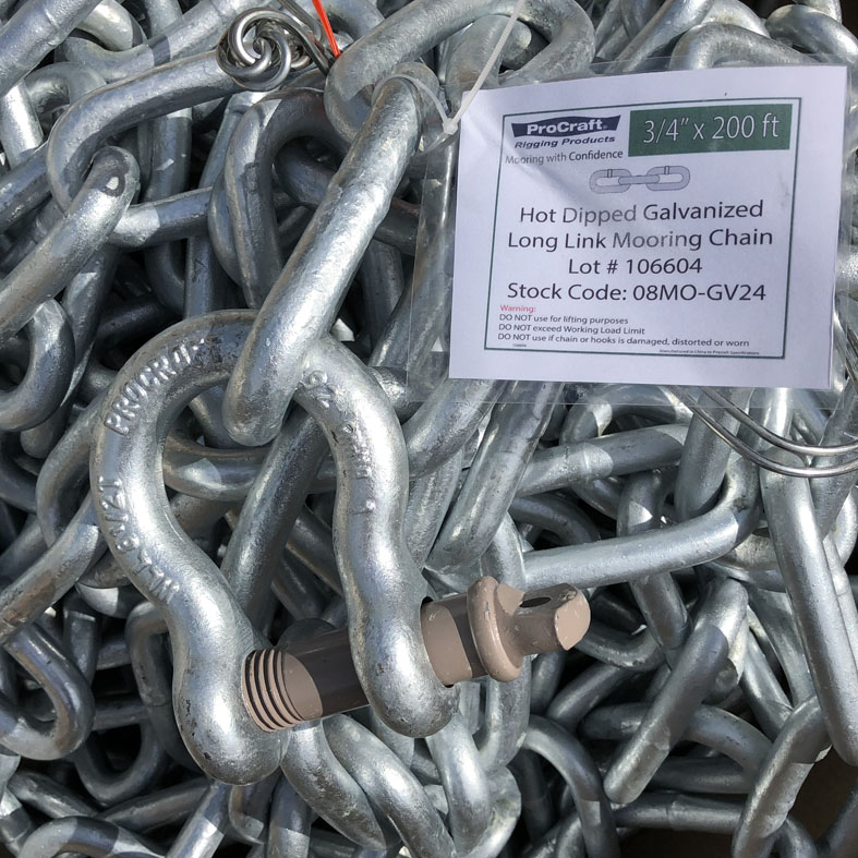 3/4 inch ProCraft Galvanized Long Link Mooring Chain Wesco Industries