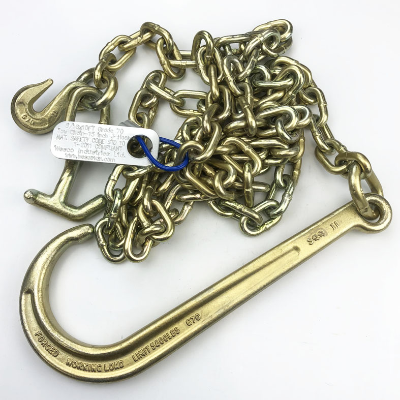 5/16x10FT G70 Mini J, T, Grab & 15" J Hook Tow Chain Wesco Industries