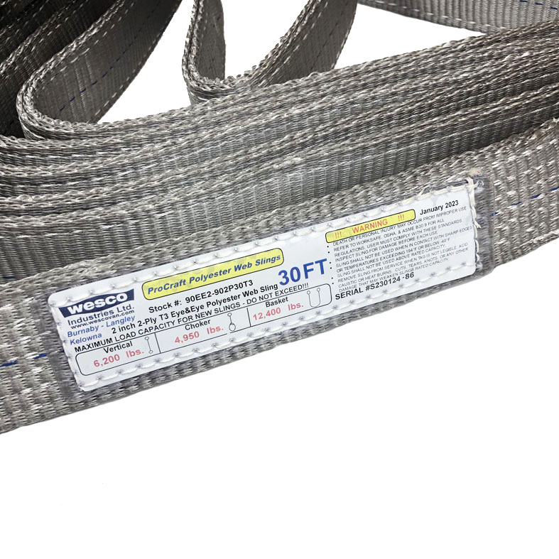 Nylon Sling - Twisted Eye & Eye - 2 Ply - Width: 6 in - Length: 12 ft